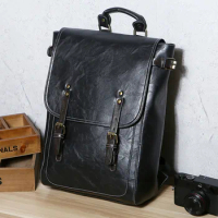 Men Bag Leather Shoulder Backpack Vintage Laptop Bookbag for Men PU Leather Backpack College School Bookbag Travel Daypack Bags