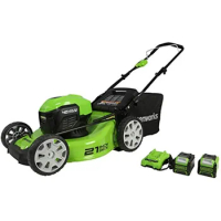 Greenworks 40V 21" Cordless Brushless Push Mower, 4.0Ah + 2.0Ah USB Batteries and Charger Included