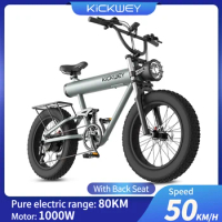 Kickwey-K20 Plus Snow Electric Bicycle for Adult, Mountain E-Bike, 1000W, 20 "Fat Tire Bike, 48V 20AH Outdoor Riding Dirt Bike