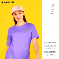 Baju kaos bordir anjing HUSKY - Baju kaos couple pria wanita anak bordir binatang lucu lengan pendek
