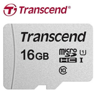 Transcend 300S 16G Micro-SDHC U1 C10 記憶卡 含轉卡-富廉網