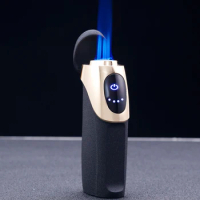 JOBON New Blue Flame Triple Lighter Windproof Touch Sensor Ignition LED Power Display Gas Lighter