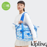 Kipling 藍粉海洋波紋印花手提側背包-ART M