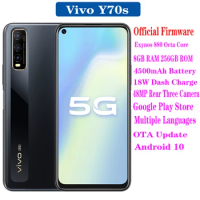 Vivo Y70s 5G Mobile Phone Exynos 880 4500mAh 18W 48MP Rear Three Camera 6GB 8GB RAM 128GB 256GB ROM Android 10 6.53 inch LCD