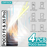 4Pcs Protective Tempered Glass for Xiaomi POCO F5 Pro X5 X4 Pro X3 Nfc F4 GT F3 Screen Protector POCO M4 Pro M5S M5 M3 F2 Pro M2