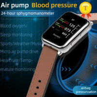 new fashion Air Pump Blood Pressure Smart Watch Men women Sphygmomanometer Blood Oxygen Heart Rate Monitor air airbag Smartwatch
