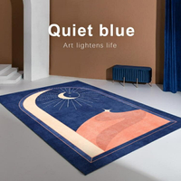 客廳地毯 星空地毯客廳藍色現代抽象沙發條紋滿鋪房間藝術設計立體臥室床邊