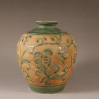 Song Dynasty Green Brown Tan Vase Pottery Terracotta Vase Urn Middle Ages Chinese Porcelain Porcelain Vase 20cm Flower Pots