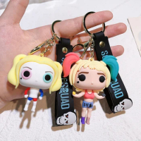 Suicide Squad The Joker &amp; Harley Quinn Keychain Silicone Action Figures Collection Model Toys for Children Christmas Gifts