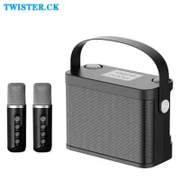 New Ys-219 Karaoke Machine Mini Portable Wireless Bluetooth Speaker System With 2 Microphones All-in-One Family Ktv Speakers Set