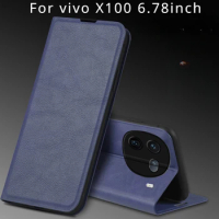 For vivo X100 6.78inch Luxury Leather Case Retro Skin BOOK Flip Magnet Full Cover For vivo X100 X 100 6.78inch Phone Bags