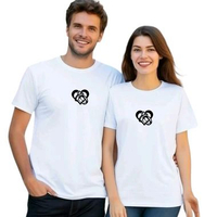 Kaos Pasangan Dewasa Pria Wanita Motif Hati Cincin Putih Hitam Lengan Pendek Lengan Panjang M putih 