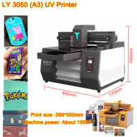 A3 UV Printer LY 3050 Full Automatic Flatbed Photo UV DTG Inkjet Printing Machine 150W for DIY Customied Printing with UV Ink