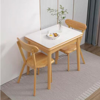 實木巖板餐桌家用小戶型折疊飯桌輕奢簡約現代原木方形餐桌椅組合 交換禮物