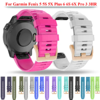 Sport Silicone Watchband Wrist strap For Garmin Fenix 6X 6 6S Pro 5X 5 5S Plus 3 3HR Easy Fit Quick Release Wirstband 20 22 26mm