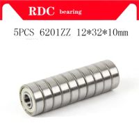 5PCS ABEC-5 6201ZZ 6201Z 6201-2Z 6201 ZZ 12*32*10 mm Metal seal High quality deep groove ball bearin