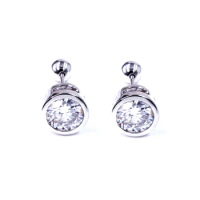 Tianyu Gems Sparkling 6.5mm Round Moissanite Diamond Wedding Earring Bezel Setting 10K 14K 18K Gold Stud Earrings for Women Gift