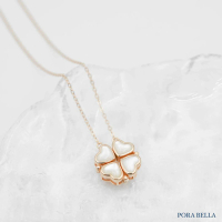 【Porabella】新款925純銀愛心四葉草玫瑰金人工貝母項鏈 輕奢小眾ins風純銀項鍊 兩種戴法鎖骨鍊 Necklace