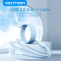 Vention 3 in 1 USB Type C Cable for iPhone 15 14 13 12 Pro Charger Data Cord for iPad Pro Samsung Xi