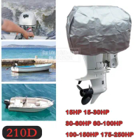 210D 15-250HP Waterproof Yacht Half Outboard Motor Engine Boat Cover Anti UV Dustproof Cover Marine Engine Protector Canvas