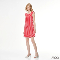 【iROO】條紋方型領短洋裝