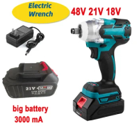 48V 21V 18V Electric Impact Wrench 1/2Inch Power Tools 2 In 1 Brushless Cordless Wrench LED Light Adapt To Makita Battery