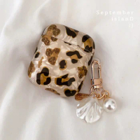 Luxury Leopard Pearl Case for Apple Airpods 1 2 3 Case Bracelet Chain Case for AirPods Pro Retro Case with Lanyard Earphone Box