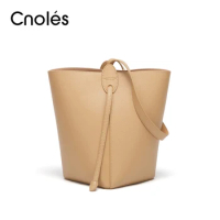 Cnoles Fashion Cowhide Women Bucket Bag Handbag 2022 Cow Leather Mother Child Underarm Shoulder Bag Crossbody Bags