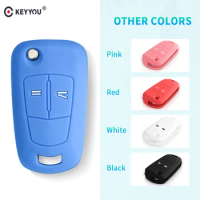 KEYYOU Silicone Remote Key Cover Fob Case For Opel Vauxhall Corsa Astra Vectra Signum Remote Flip Folding Car Key Shell 2 Button