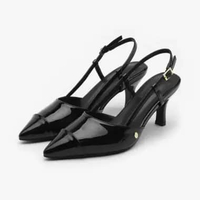 SAPPUN Arinze Enamel Slingback Heels (5cm) - Sepatu Hak Heels Wanita 38 BLACK