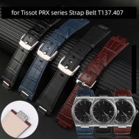 26x12mm(buckle 18mm) Men Genuine Leather Watchband 1853 for Tissot PRX series Strap Belt T137.407 Bracelet Convex End Strap