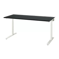 MITTZON 書桌/工作桌, 黑色/實木貼皮 梣木 白色, 160x80 公分