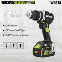 Worx WU373 Heavy Duty Wireless Impact Drill Brushless 20v 95Nm 2000rpm 34000bpm Active Anti-twist Protection Share Green Battery