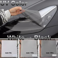 Intelligent UV Color Black Change TPU PPF Photochromic Headlight Film For Any Car Lamp Decor, Anti-s