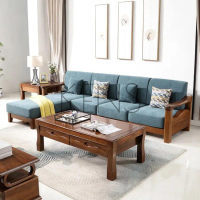 沙發 沙發椅 金絲胡桃木轉角貴妃沙發現代新中式簡約客廳實木沙發組合供貨