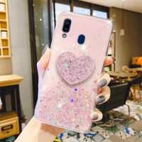Bling Glitter Heart Love Phone holder Case For Samsung Galaxy A10 A20 A30 A40 A50 A60 A70 A80 A10S A20S A20E Silicone Cover