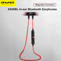 Awei A920BL Sports Bluetooth Headset Ear Hanging Running Super Long Standby Magnetic Suction Head Neck Hanging Earphone with Mic