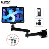 HKYC Wall Mount Tablet Stand Long Arm Stretchable Phone Wall Holder Adjustable Metal Wall iPad Stand for iPhone iPad 4-11 inch