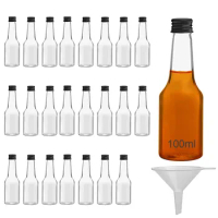 24Pcs 100ml Plastic Mini Liquor Bottles Empty Spirit Bottles &amp; Liquid Funnel Miniature Bottles for Wedding party Liquor Bottle