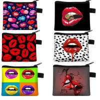 Red lips Temptation 3D Printing Coin Purse Ladies Portable Mini Card Holder Girl Shopping Fashion Coin Bag