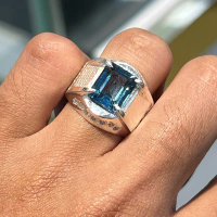 BLUE TOPAZ 5.9CT - BODY SILVER 980 - SIZE 20