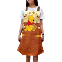 小禮堂 迪士尼 小熊維尼 綁帶式帆布圍裙 (棕蜂蜜款)