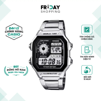 Đồng Hồ Nam Điện Tử Casio Watch AE-1200WHD-1AVDF Mặt Vuông Dây Kim Loại Đeo Tay Chống Nước 10ATM Chí