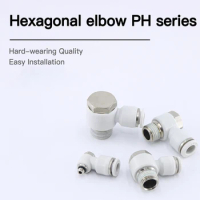 1pcs Pneumatic APH PH 4 6 8 10 Hexagon Male Air Fitting 4mm - 1/4" 1/4 Inch Push In Tube Pipe Hose Joint Quick Connector Elbow