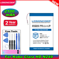 LOSONCOER 2100mAh For KOBO Clara HD N249 , Glo HD Tolino eReader e Book Reader Battery