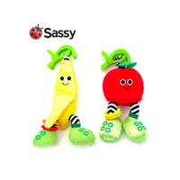 美國 Sassy 寶寶的水果伙伴-香蕉 &amp; 蘋果(二入組)/安撫玩具