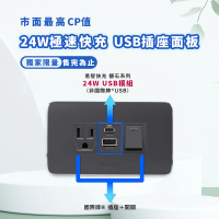 【易智快充】磐石系列-國際牌™ Panasonic™ Risna™灰色面板 24W USB快充插座(AC插座+24W USB+開關)