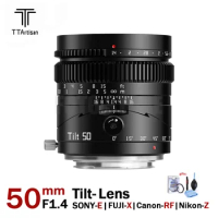 TTartisan 50mm F1.4 Tilt Lens Full Frame MF Tilt Lens for Fuji X RF Leica Sigma L Mount SONY E Mount Cameras A7 IV A7SIII