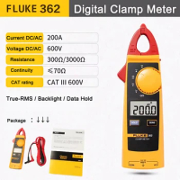Fluke 362 Clamp Meter AC DC Current Tester Resistor Multimeter Continuity Test Universal Ammeter Multi-Function Clamp Meter