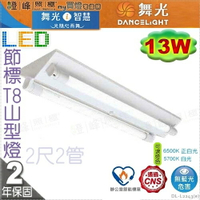 【舞光】LED 13W 節能標章 2呎2管 山型燈 冷軋鋼板不脫落 固定螺絲【燈峰照極】#L2243_e